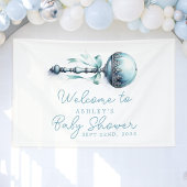 Elegant Blue Baby Rattle Boy Baby shower Welkom Spandoek