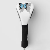 Elegant Blue Backed Butterfly Shadow Monogram Golfheadcover (Voorkant)