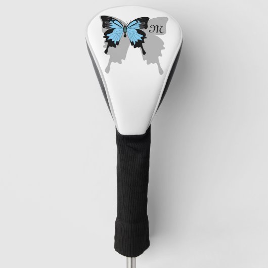 Elegant Blue Backed Butterfly Shadow Monogram Golfheadcover (Voorkant)