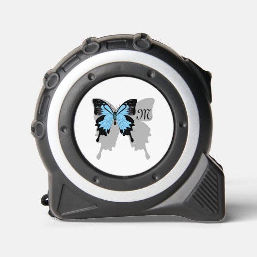 Elegant Blue Backed Butterfly Shadow Monogram Rolmaat (Voorkant)