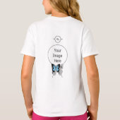 Elegant Blue Backed Butterfly Shadow Monogram T-shirt (Achterkant)