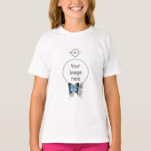 Elegant Blue Backed Butterfly Shadow Monogram T-shirt (Voorkant)