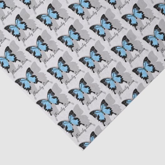 Elegant Blue Backed Butterfly Shadow Monogram Tissuepapier (Detail)