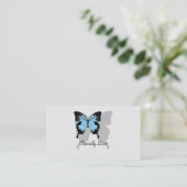 Elegant Blue Backed Butterfly Shadow Monogram Visitekaartje (Staand voorkant)