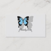 Elegant Blue Backed Butterfly Shadow Monogram Visitekaartje (Voorkant)