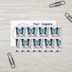 Elegant Blue Backed Butterfly Shadow Monogram Visitekaartje
