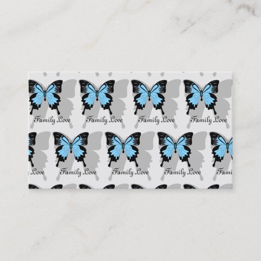 Elegant Blue Backed Butterfly Shadow Monogram Visitekaartje (Voorkant)