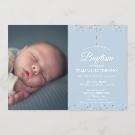 Elegant Blue Baptism, Christening Foto Kaart