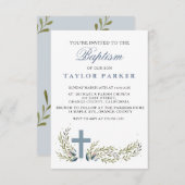 Elegant Blue Baptism/Christening Invitation Kaart (Voorkant / Achterkant)