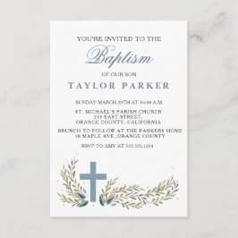 Elegant Blue Baptism/Christening Invitation Kaart