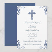 Elegant Blue Baptism/Christening Invitation Kaart (Voorkant / Achterkant)