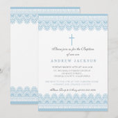 Elegant Blue Baptism/Christening Invitation Kaart (Voorkant / Achterkant)