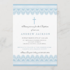 Elegant Blue Baptism/Christening Invitation Kaart