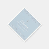 Elegant Blue Baptism Christening Silver Hearts Servet (Hoek)