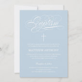 Elegant Blue Baptism Invitation | Christening Kaart (Voorkant)