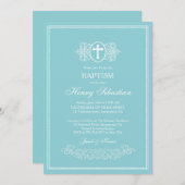 Elegant Blue Baptism Invitation Kaart (Voorkant / Achterkant)