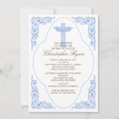 Elegant Blue Baptism Invitation Kaart (Voorkant)