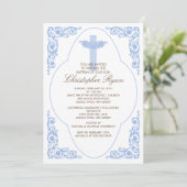Elegant Blue Baptism Invitation Kaart (Staand voorkant)