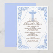 Elegant Blue Baptism Invitation Kaart (Voorkant / Achterkant)