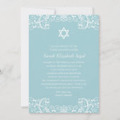  Elegant Blue Bat Mitzvah Kaart (Voorkant)