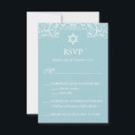 Elegant Blue Bat Mitzvah RSVP<br><div class="desc">Deze formele,  elegante Bat Mitzvah RSVP-kaart is voorzien van een witte ster van David en een decoratief wit ontwerp boven aan de kaart,  en een  blauwe achtergrond.</div>