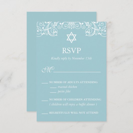 Elegant Blue Bat Mitzvah RSVP (Voorkant / Achterkant)