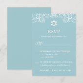 Elegant Blue Bat Mitzvah RSVP Kaartje (Voorkant / Achterkant)