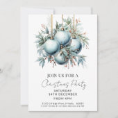 Elegant Blue Bauble kerstfeest Kaart (Voorkant)