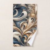 Elegant Blue Beige Baroque Swirl Pattern Bad Handdoek (Handdoek)
