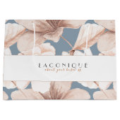 Elegant Blue & Beige Waterverf Flowers Groot Cadeauzakje (Voorkant)