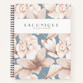 Elegant Blue & Beige Waterverf Flowers Notitieboek (Voorkant)