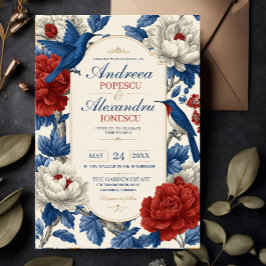 Elegant Blue Bird and Floral Vintage Botanical Acryl Uitnodigingen