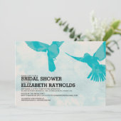 Elegant Blue Bird Bridal Shower Invitations Kaart (Staand voorkant)