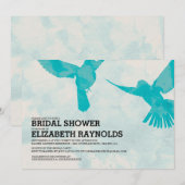 Elegant Blue Bird Bridal Shower Invitations Kaart (Voorkant / Achterkant)