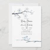 Elegant Blue Bird en Cherry Blossom Baby shower Kaart (Voorkant)
