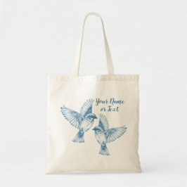 Elegant Blue Birds Name  Canvas tas
