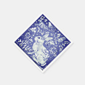 Elegant Blue Birds Rabbit in Flower Garden Servet (Hoek)