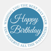 Elegant Blue Birthday Sticker (Voorkant)