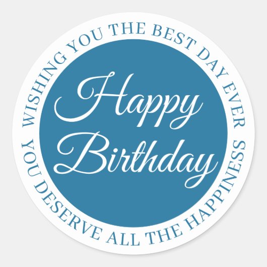 Elegant Blue Birthday Sticker (Voorkant)