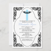 Elegant Blue & Black Baptism Invitation Kaart (Voorkant)
