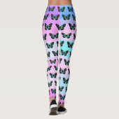 Elegant Blue & Black Butterfly Pattern Leggings (Achterkant)