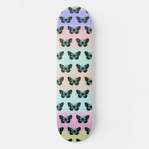 Elegant Blue & Black Butterfly Pattern Persoonlijk Skateboard