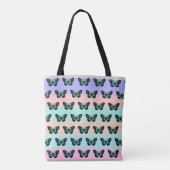 Elegant Blue & Black Butterfly Pattern Tote Bag (Achterkant)