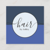 Elegant Blue Black Cirkel Hairdresser Vierkante Visitekaartje (Voorkant)