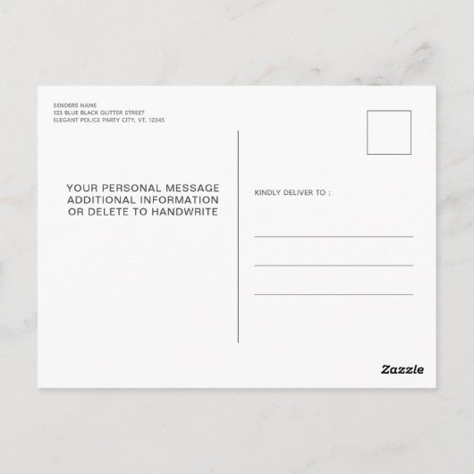 Elegant Blue Black Glitter Drips 50 Birthday Party Briefkaart (Achterkant)