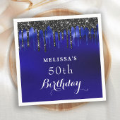 Elegant Blue Black Glitter schrijft op feestdag Servet