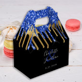 Elegant Blue Black Gold Glitter Drift Weddenschap Bedankdoosjes