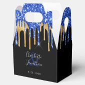Elegant Blue Black Gold Glitter Drift Weddenschap Bedankdoosjes (Geopend)