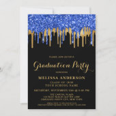 Elegant Blue Black Gold Glitter Drivers Afstuderen Kaart (Voorkant)
