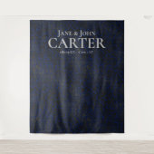 Elegant Blue Black Leopard Print Weduwachtergrond Wandkleed (Voorkant)